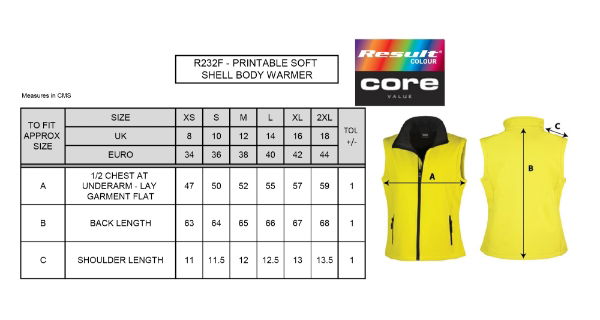 R232F SIZE GUIDES